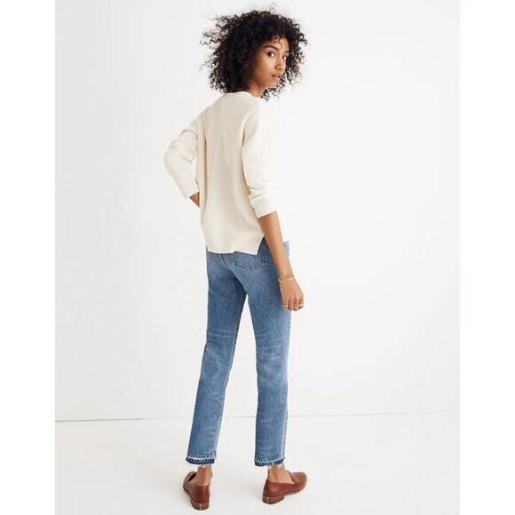 MADEWELL Women’s Patch Pocket Pullover Sweater in Bright Ivory-Size X-Large - Picture 3 of 10